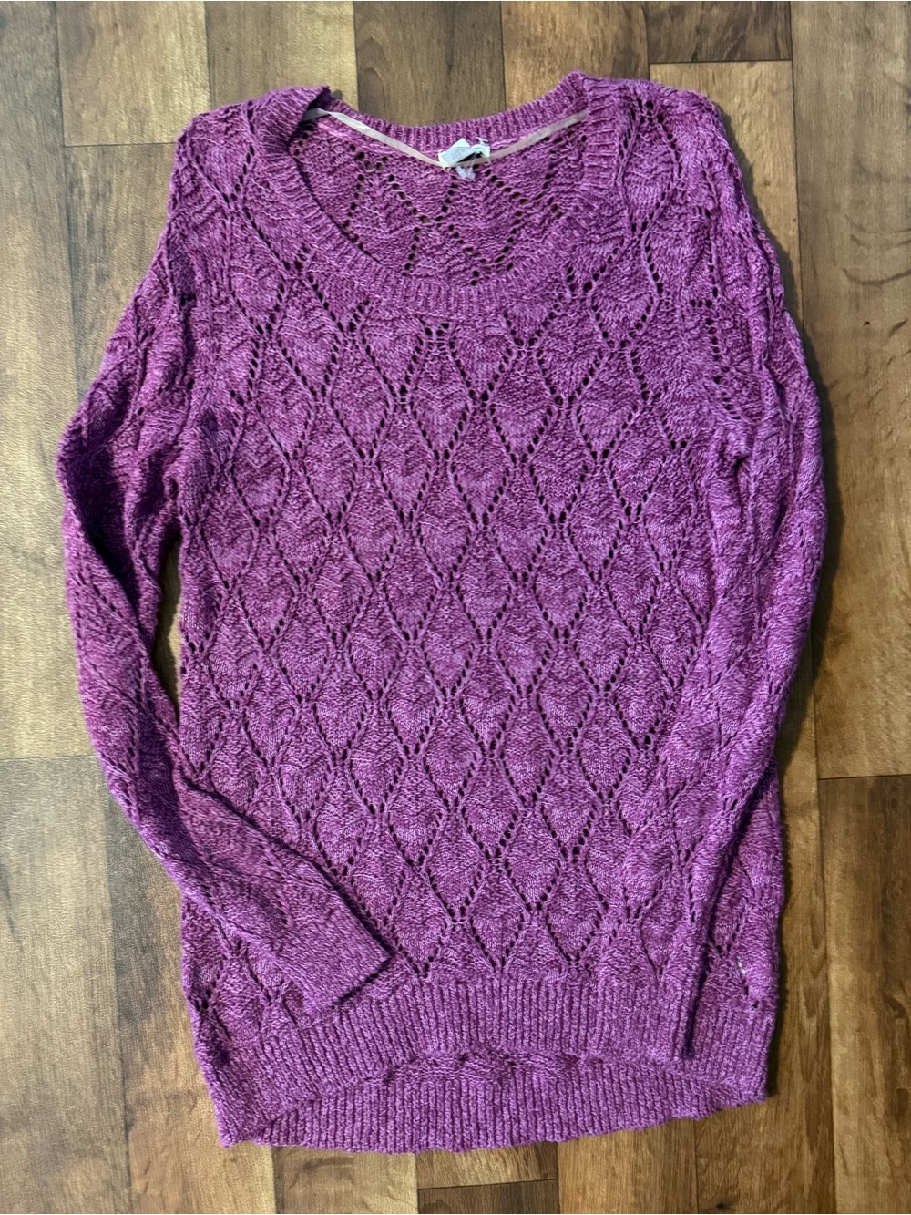 Sonoma Women's Open-Knit Crewneck Sweater - Purple